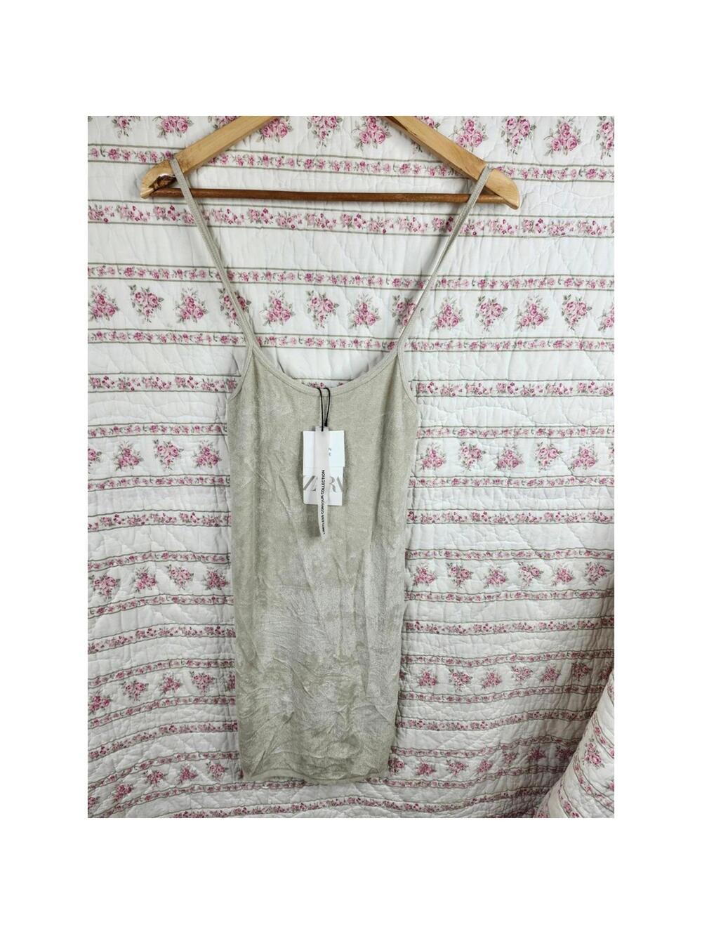 NEW Zara Limitless Contour Collection Beige Mini Dress XS-S